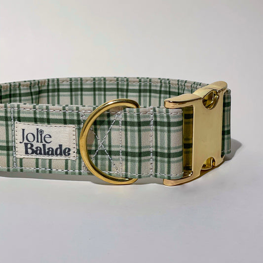 🐶 Collier "TARTAN VERT" pour chien