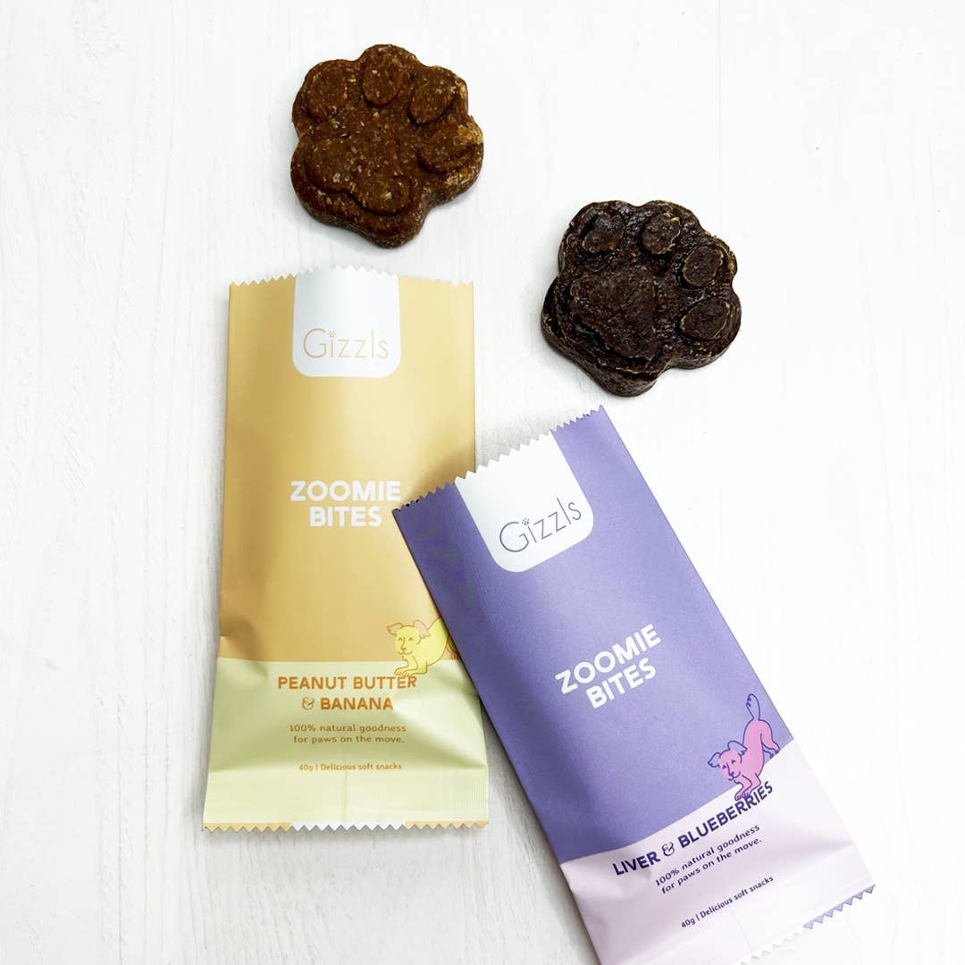 🐶 Bouchées Gizzls pour chiens – Foie & Myrtilles (40g)