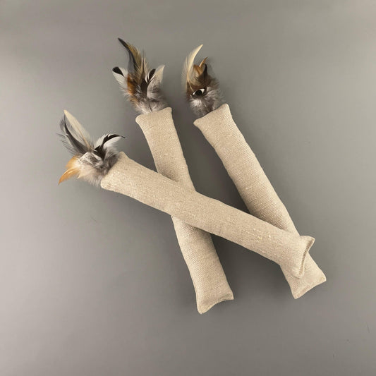 🐱 Jouet en chanvre et plumes avec herbe à chat - Les p'tits potes