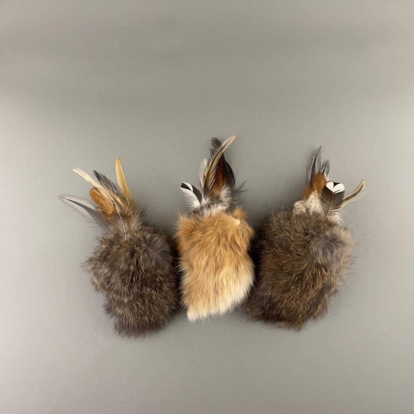 🐱 Jouet naturel en fourrure de lapin et plumes pour chats