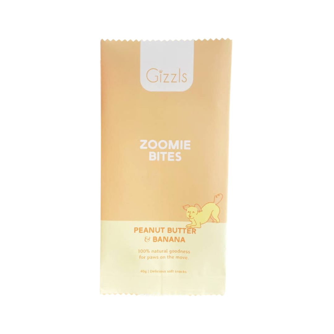 🐶 Bouchées Gizzls pour chiens - Beurre de Cacahuète & Banane (40g)