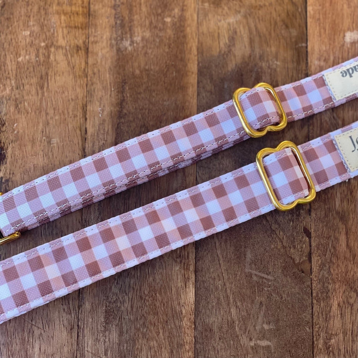 🐶 Collier "VICHY MARRON"