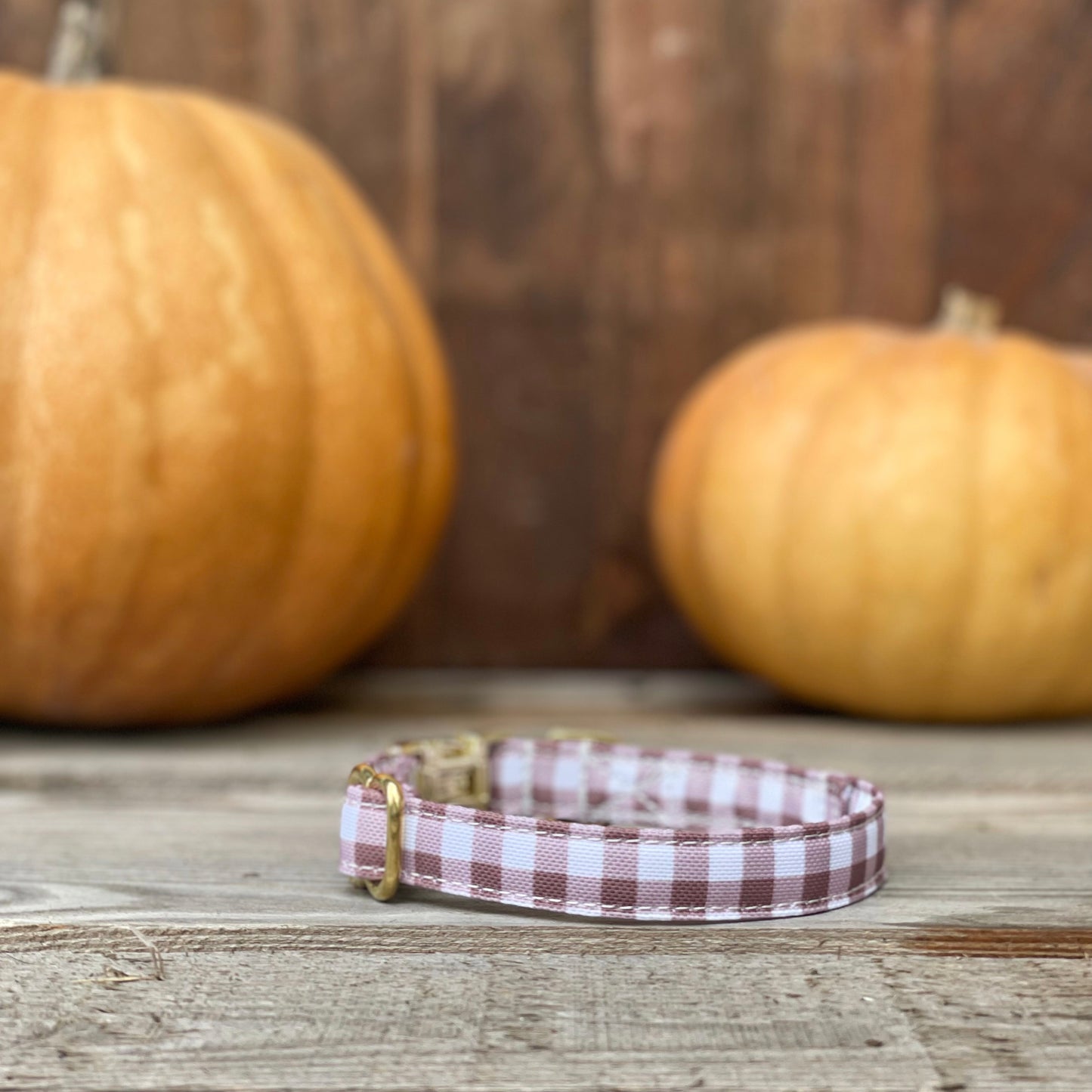 🐶 Collier "VICHY MARRON"