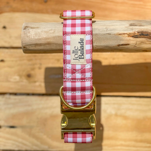 🐶 Collier "VICHY BORDEAUX"