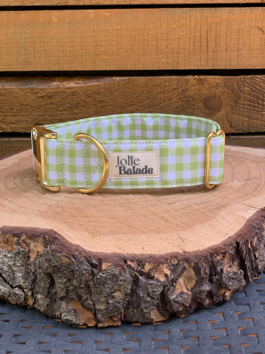 🐶 Collier "VICHY VERT"