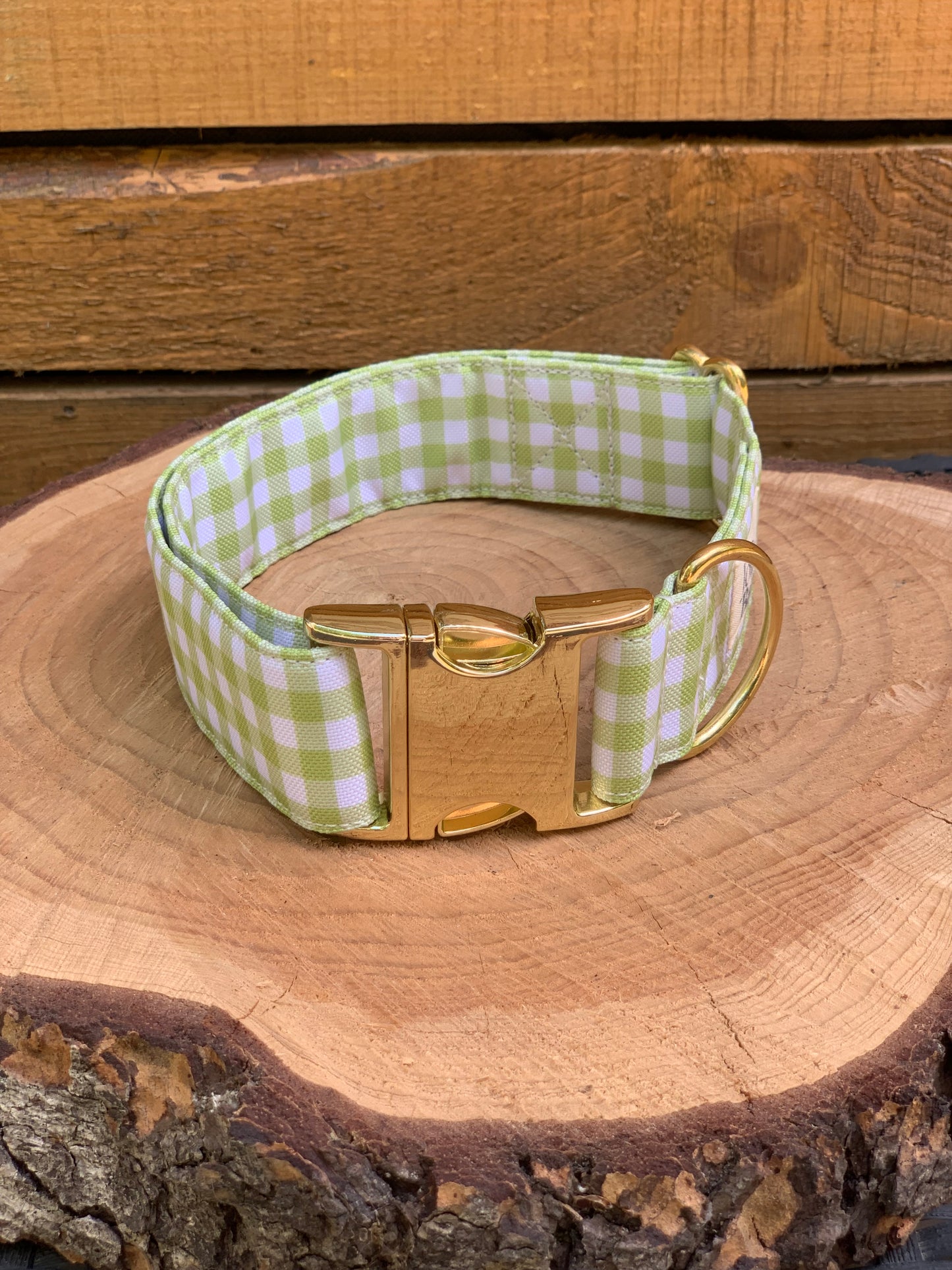🐶 Collier "VICHY VERT"