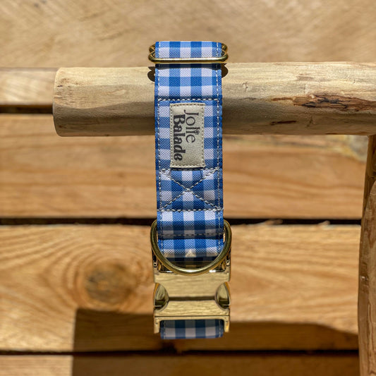 🐶 Collier "VICHY BLEU DENIM"
