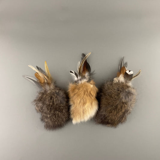 🐱 Jouet naturel en fourrure de lapin et plumes pour chats