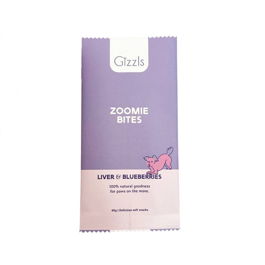 🐶 Bouchées Gizzls pour chiens – Foie & Myrtilles (40g)