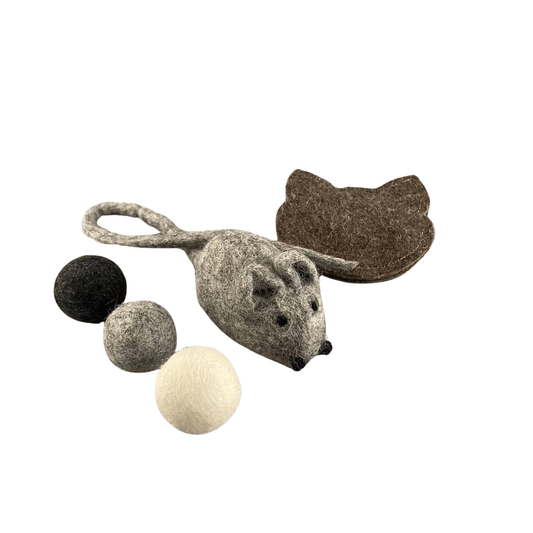 🐱 Ensemble de 5 jouets en laine naturelle et chanvre - Les p'tits potes