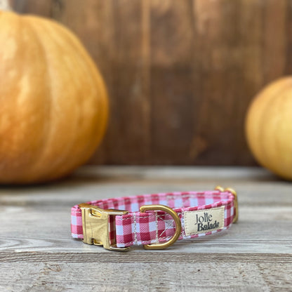 🐶 Collier "VICHY BORDEAUX"