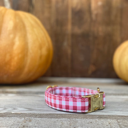 🐶 Collier "VICHY BORDEAUX"