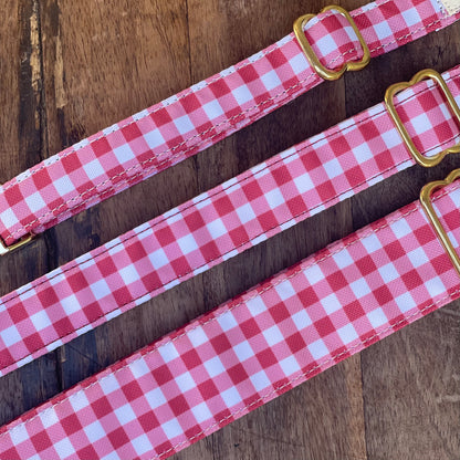 🐶 Collier "VICHY BORDEAUX"