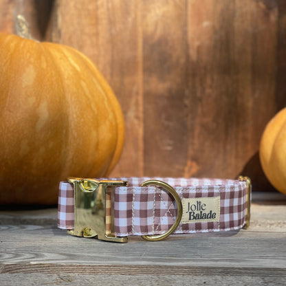 🐶 Collier "VICHY MARRON"