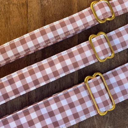 🐶 Collier "VICHY MARRON"