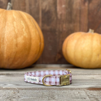 🐶 Collier "VICHY MARRON"