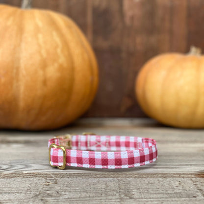 🐶 Collier "VICHY BORDEAUX"