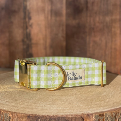 🐶 Collier "VICHY VERT"