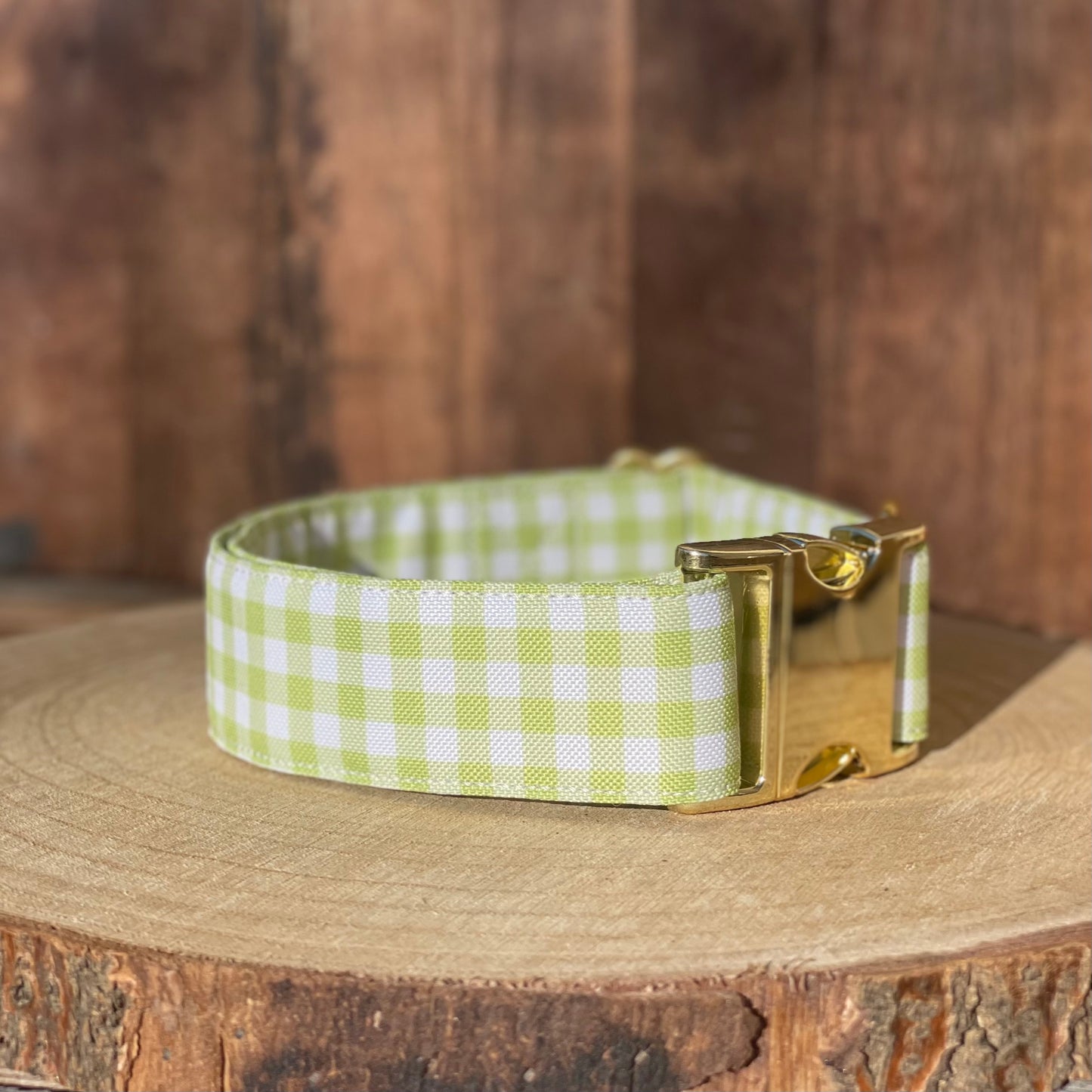 🐶 Collier "VICHY VERT"