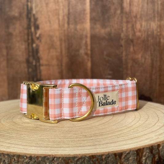 🐶 Collier "VICHY BEIGE"