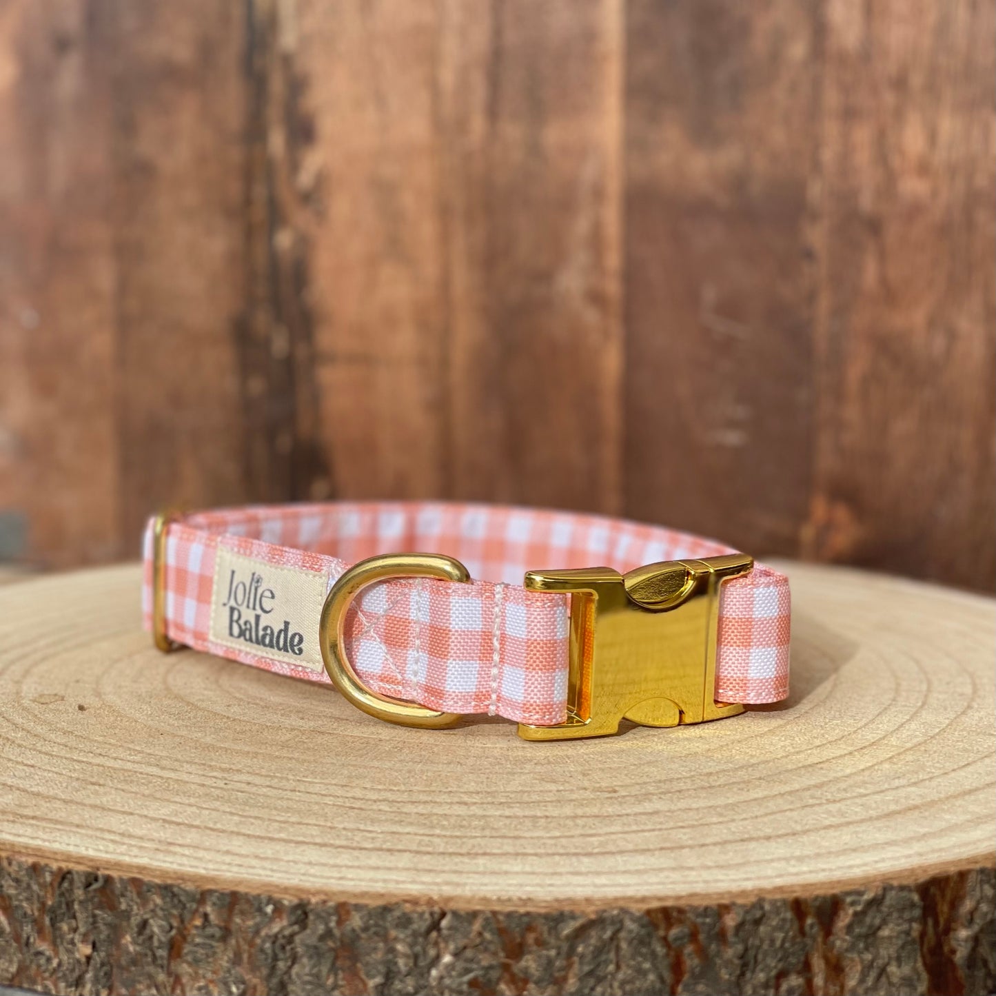 🐶 Collier "VICHY BEIGE"