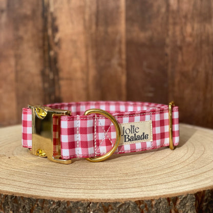 🐶 Collier "VICHY BORDEAUX"