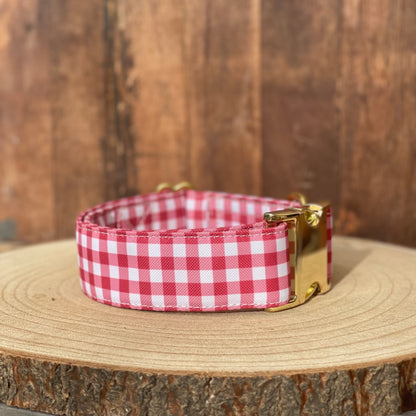 🐶 Collier "VICHY BORDEAUX"