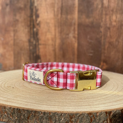 🐶 Collier "VICHY BORDEAUX"