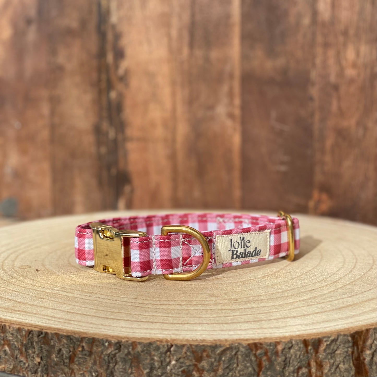 🐶 Collier "VICHY BORDEAUX"