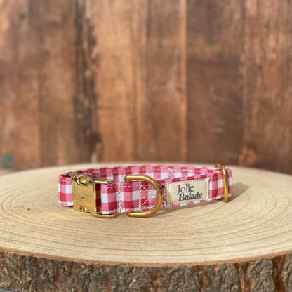 🐶 Collier "VICHY BORDEAUX"