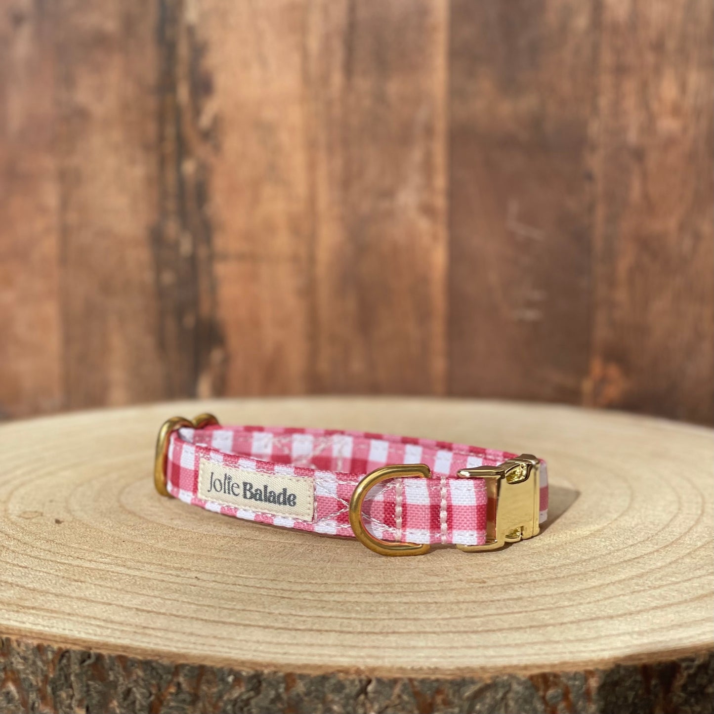 🐶 Collier "VICHY BORDEAUX"