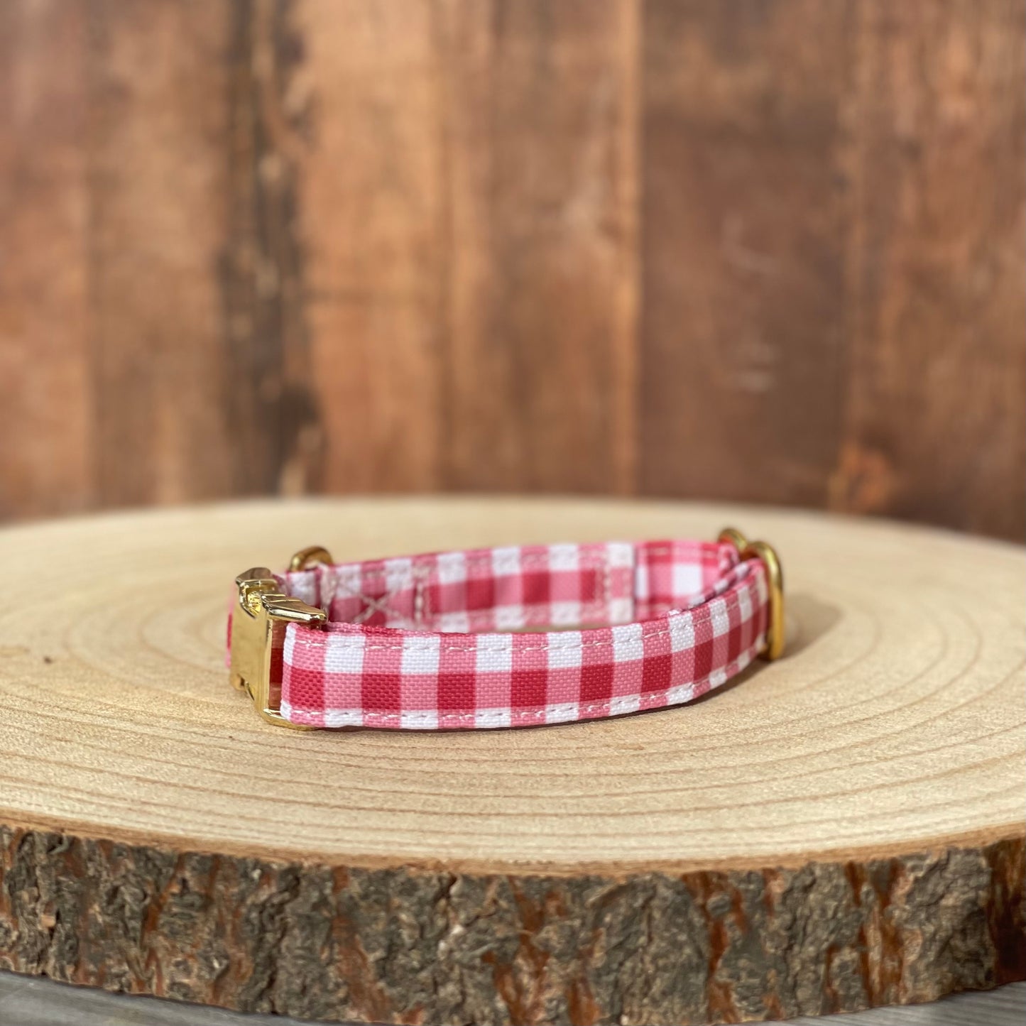 🐶 Collier "VICHY BORDEAUX"