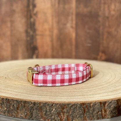 🐶 Collier "VICHY BORDEAUX"