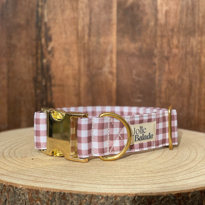 🐶 Collier "VICHY MARRON"