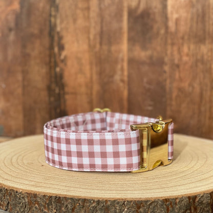 🐶 Collier "VICHY MARRON"