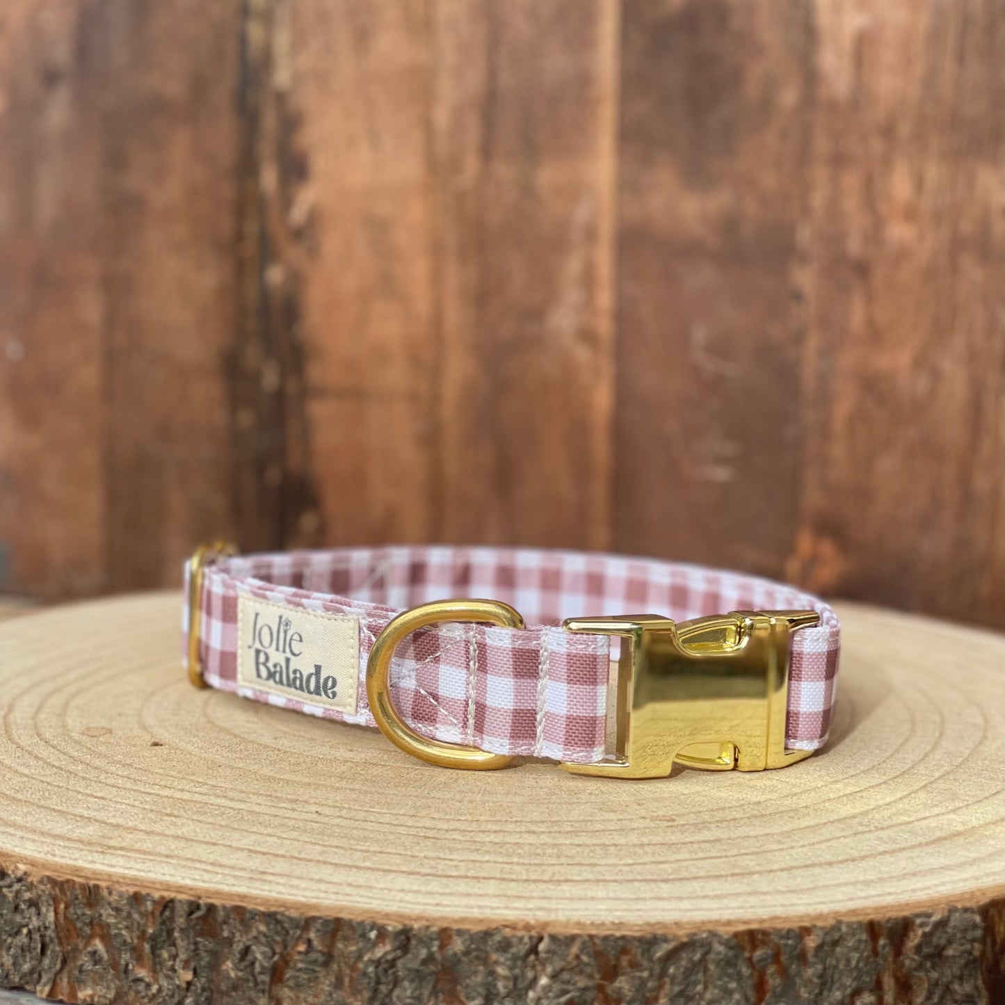 🐶 Collier "VICHY MARRON"