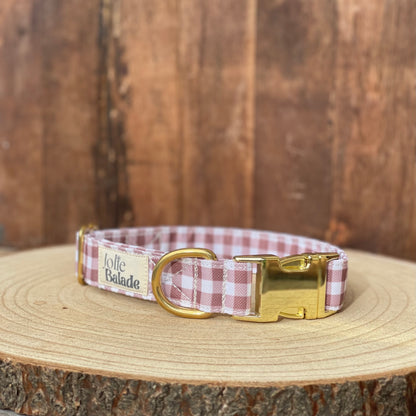 🐶 Collier "VICHY MARRON"