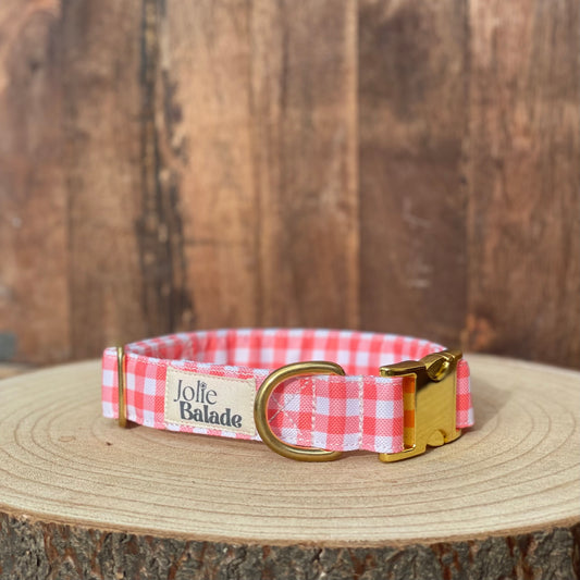 🐶 Collier " VICHY ROUGE"