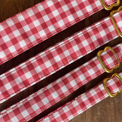 🐶 Collier "VICHY BORDEAUX"