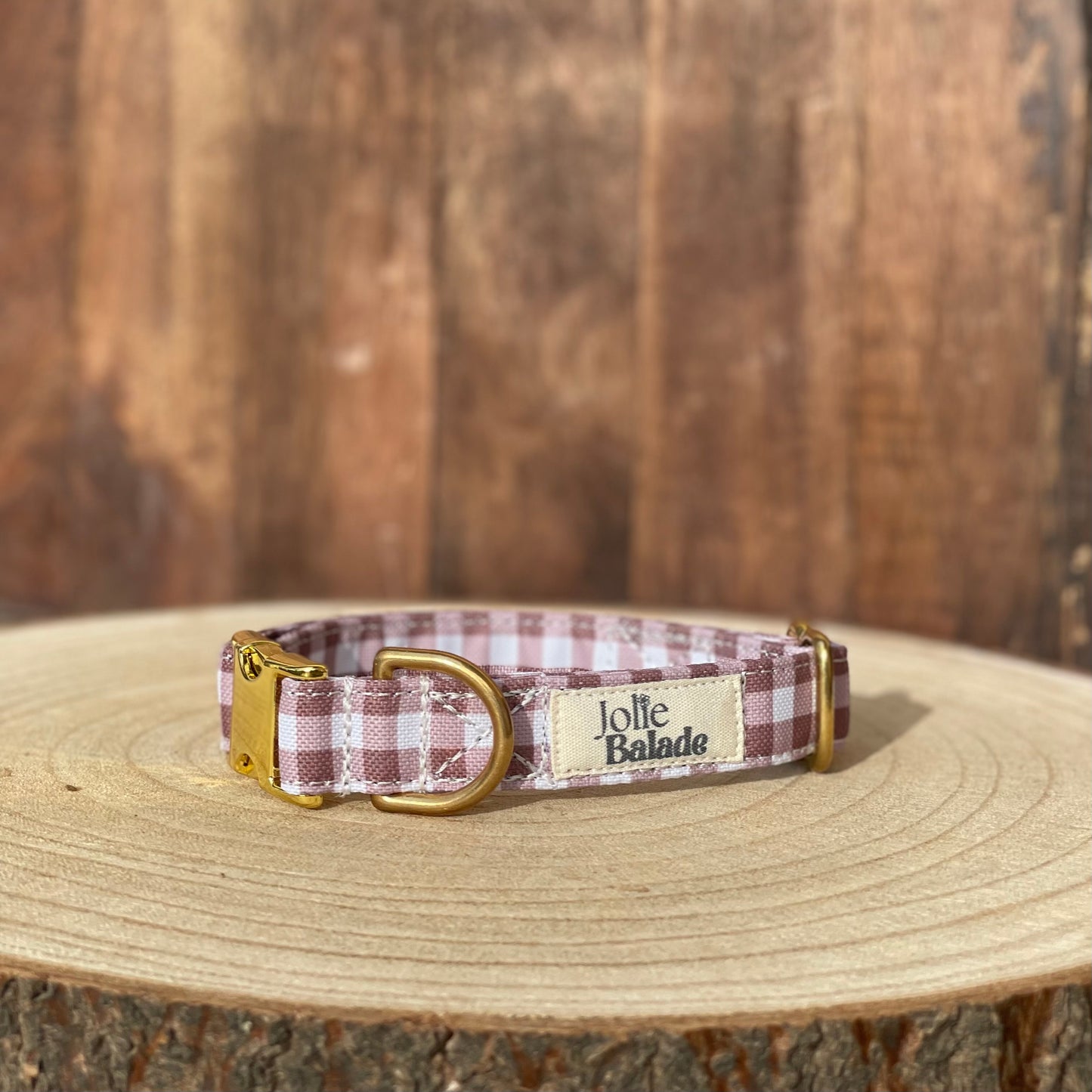 🐶 Collier "VICHY MARRON"