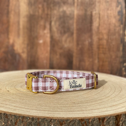 🐶 Collier "VICHY MARRON"