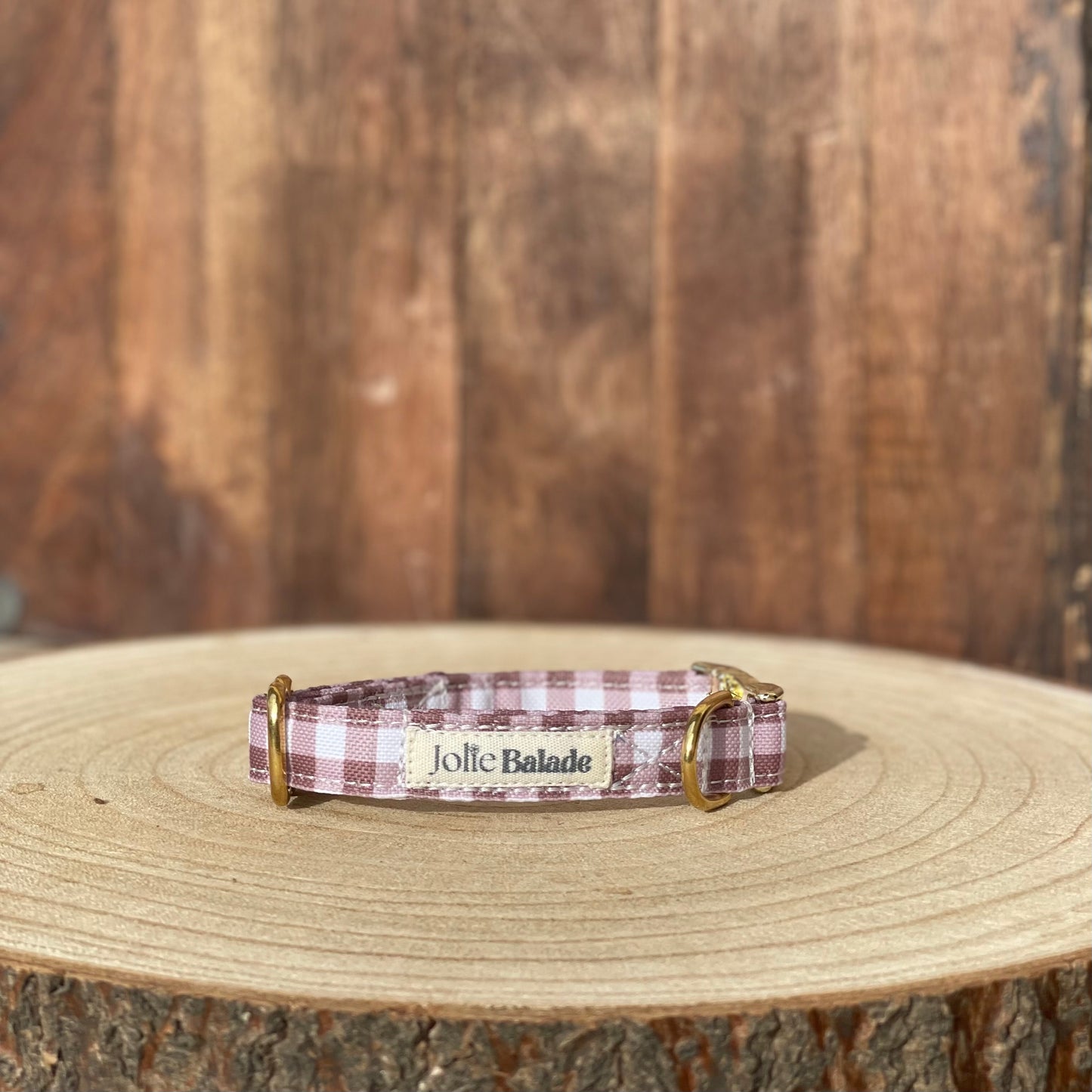 🐶 Collier "VICHY MARRON"