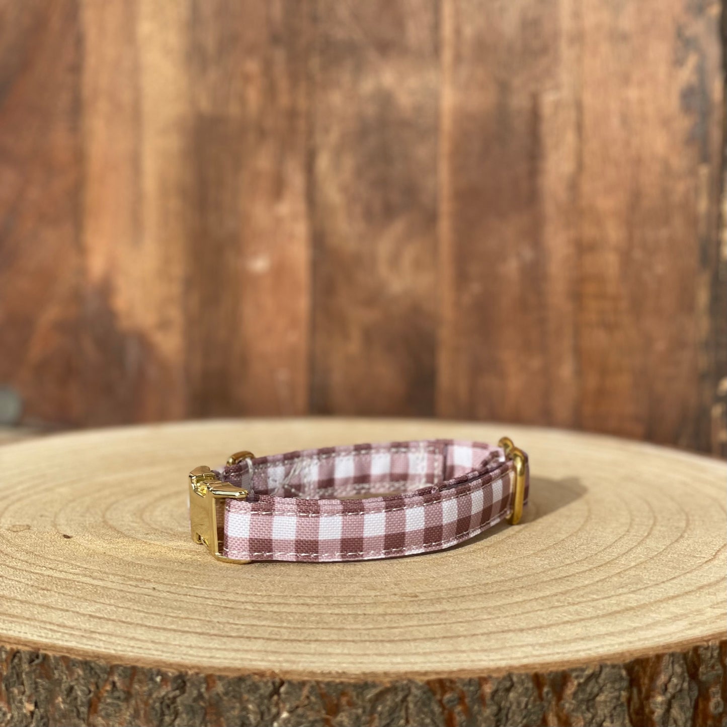 🐶 Collier "VICHY MARRON"