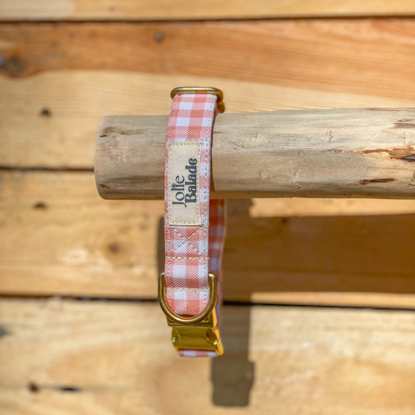 🐶 Collier "VICHY BEIGE"