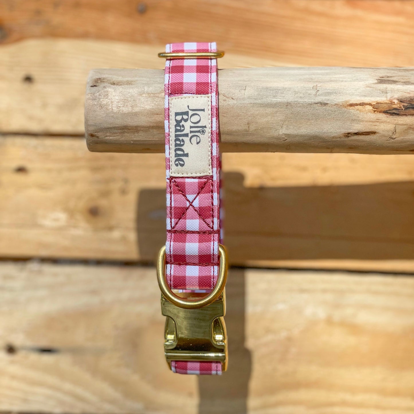 🐶 Collier "VICHY BORDEAUX"