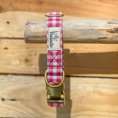 🐶 Collier "VICHY BORDEAUX"
