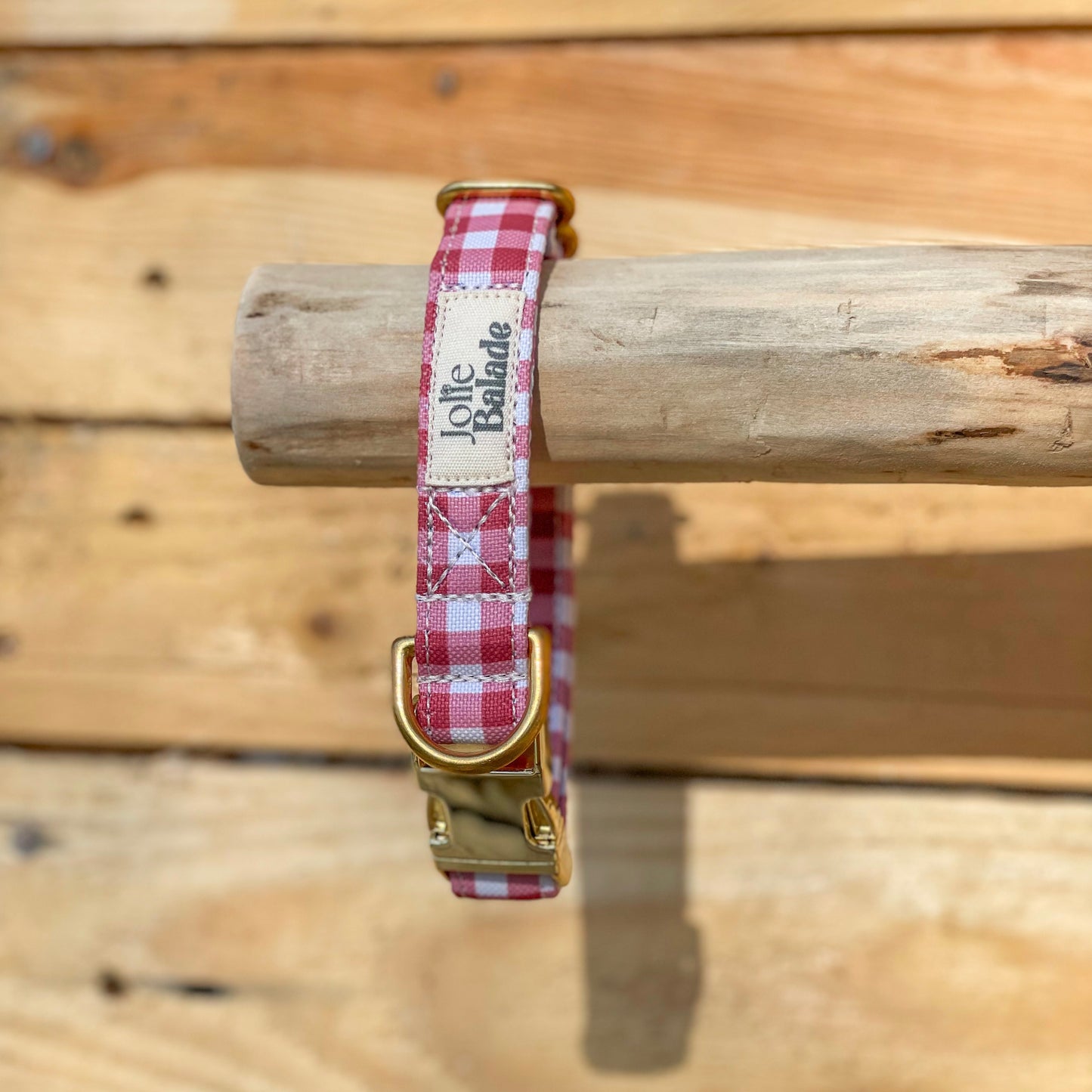 🐶 Collier "VICHY BORDEAUX"