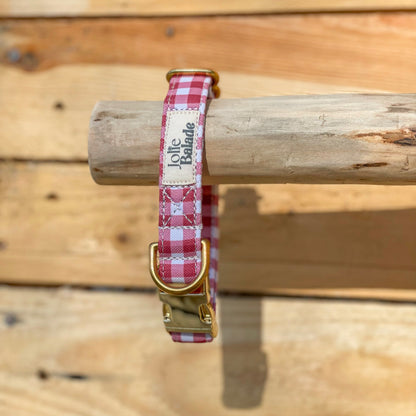 🐶 Collier "VICHY BORDEAUX"