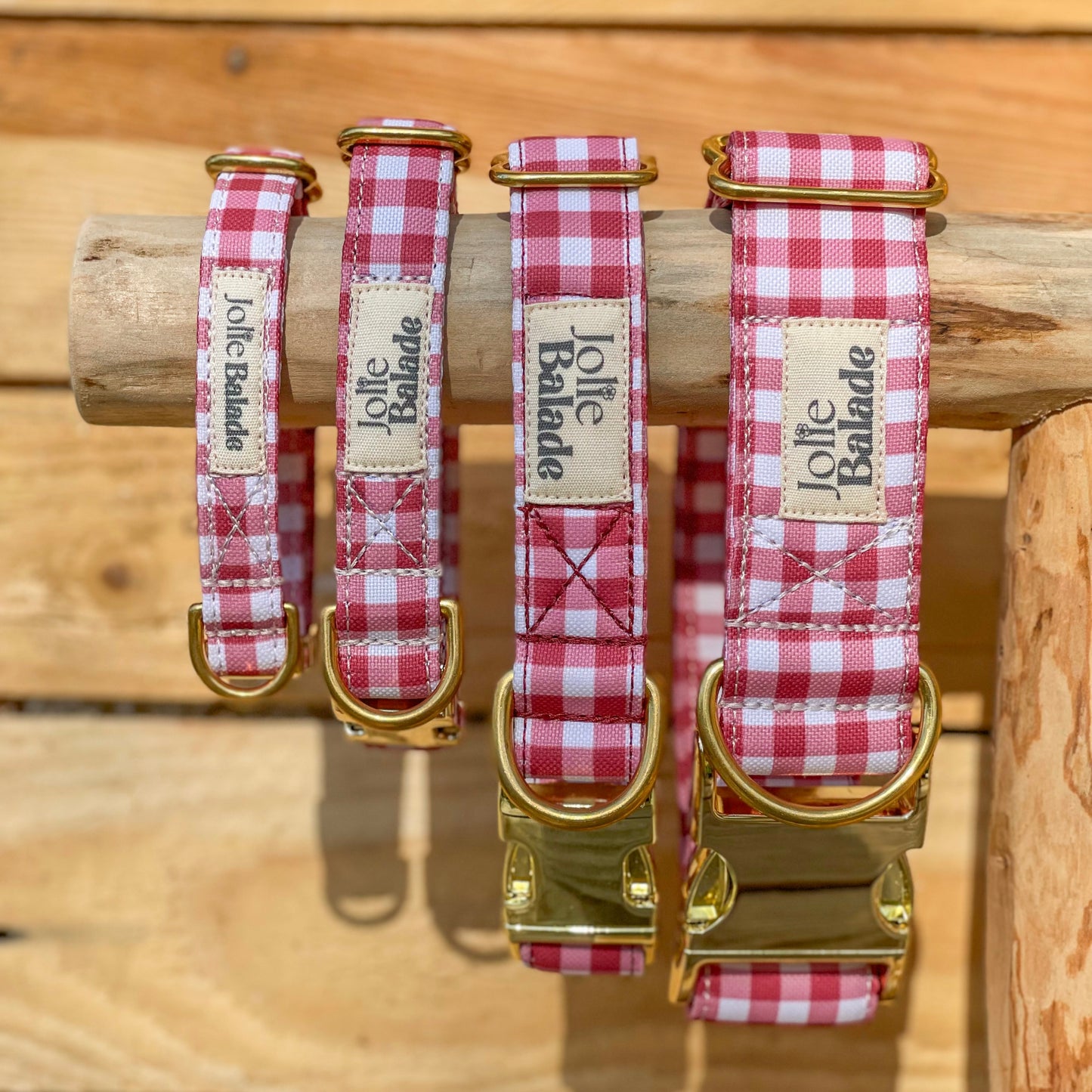 🐶 Collier "VICHY BORDEAUX"