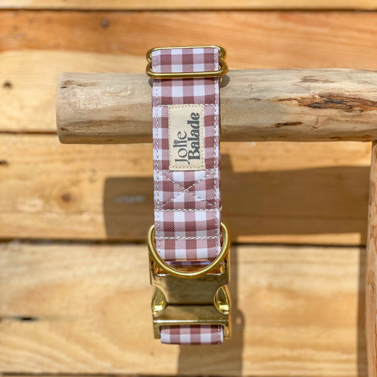 🐶 Collier "VICHY MARRON"